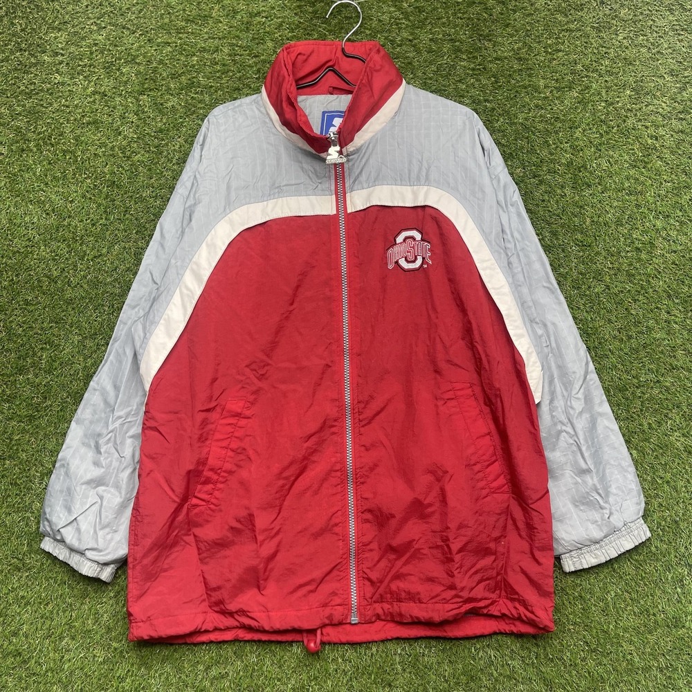 Vintage Ohio State Buckeyes Jacket Mens Large Red Gray NCAA Football Starter 90s